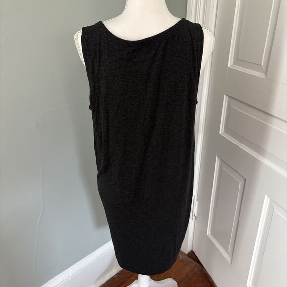 EILEEN FISHER Dress Large Viscose Stretch Jersey Tunic Tank Sleeveless Gray - Picture 3 of 5